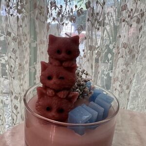Adorable Pink Cat Candle Set